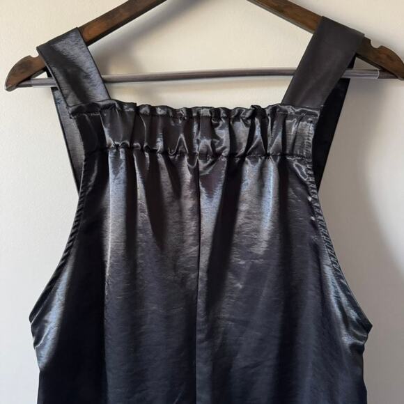 SILENCE & NOISE BLACK SATIN URBAN OUTFITTERS MARGO OVERALLS SIZE SMALL - Picture 3 of 16
